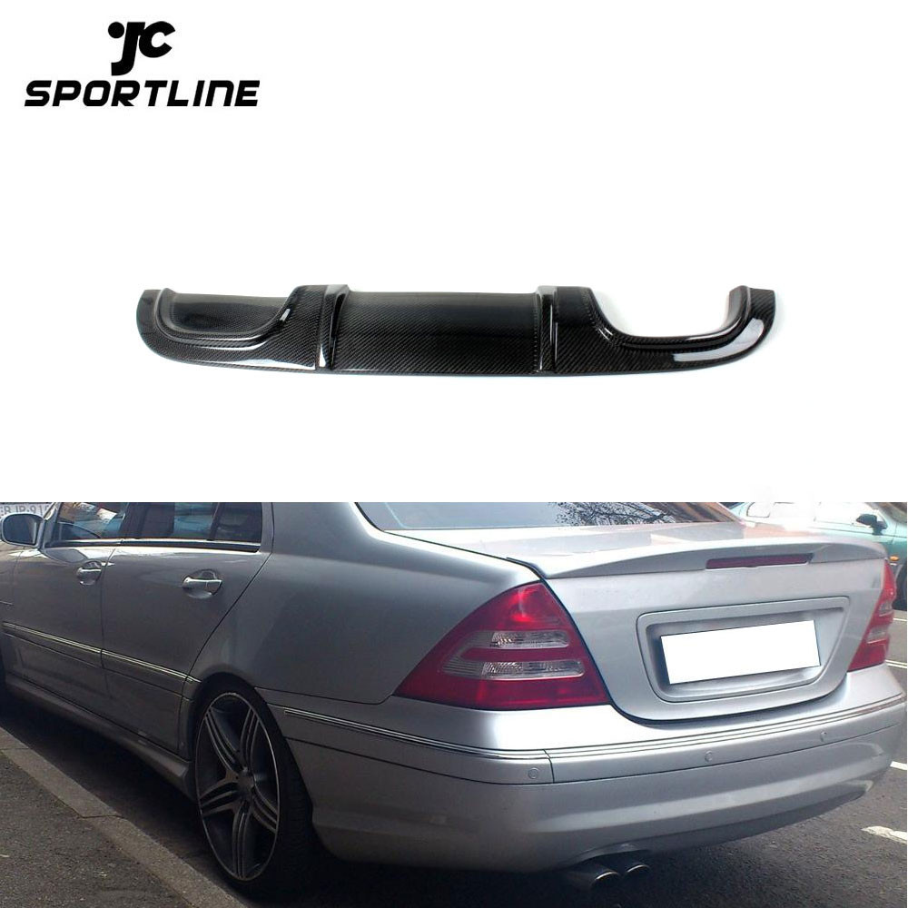 Carbon Fiber W203 Rear Diffuser Dual Pipes Single Outlet For Mercedes ...