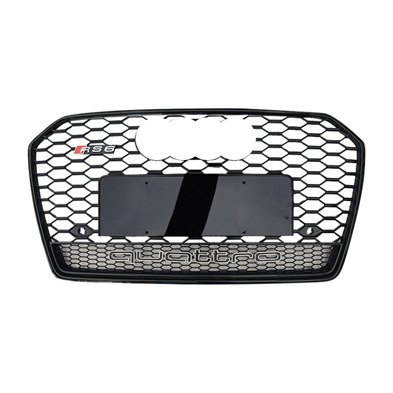 Front Bumper Grill For Audi A6 Grill Front Intake Hex Mesh Hood Grille 