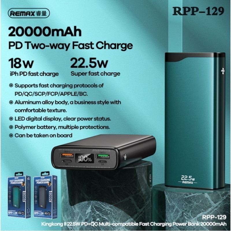 Original REMAX RPP-129 Power Bank 20000mAh Fast Charging (1 Year ...