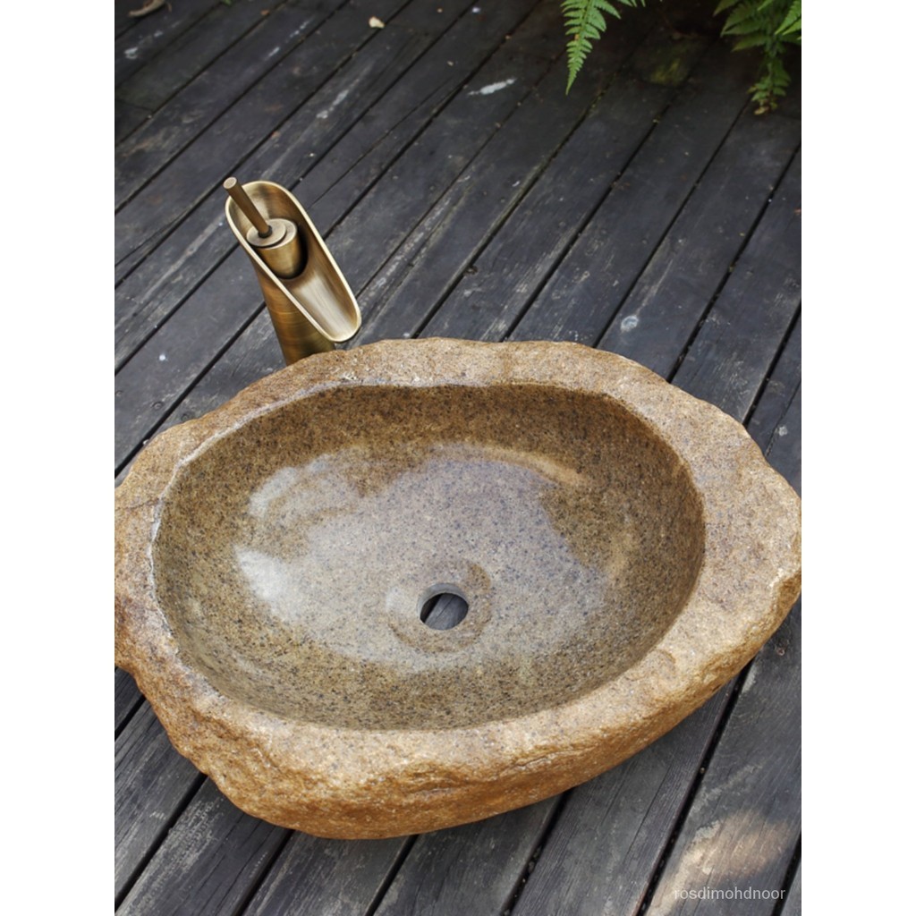 HY-6/Stone Wash Basin Outdoor Retro Pebble Table Basin Natural Stone ...