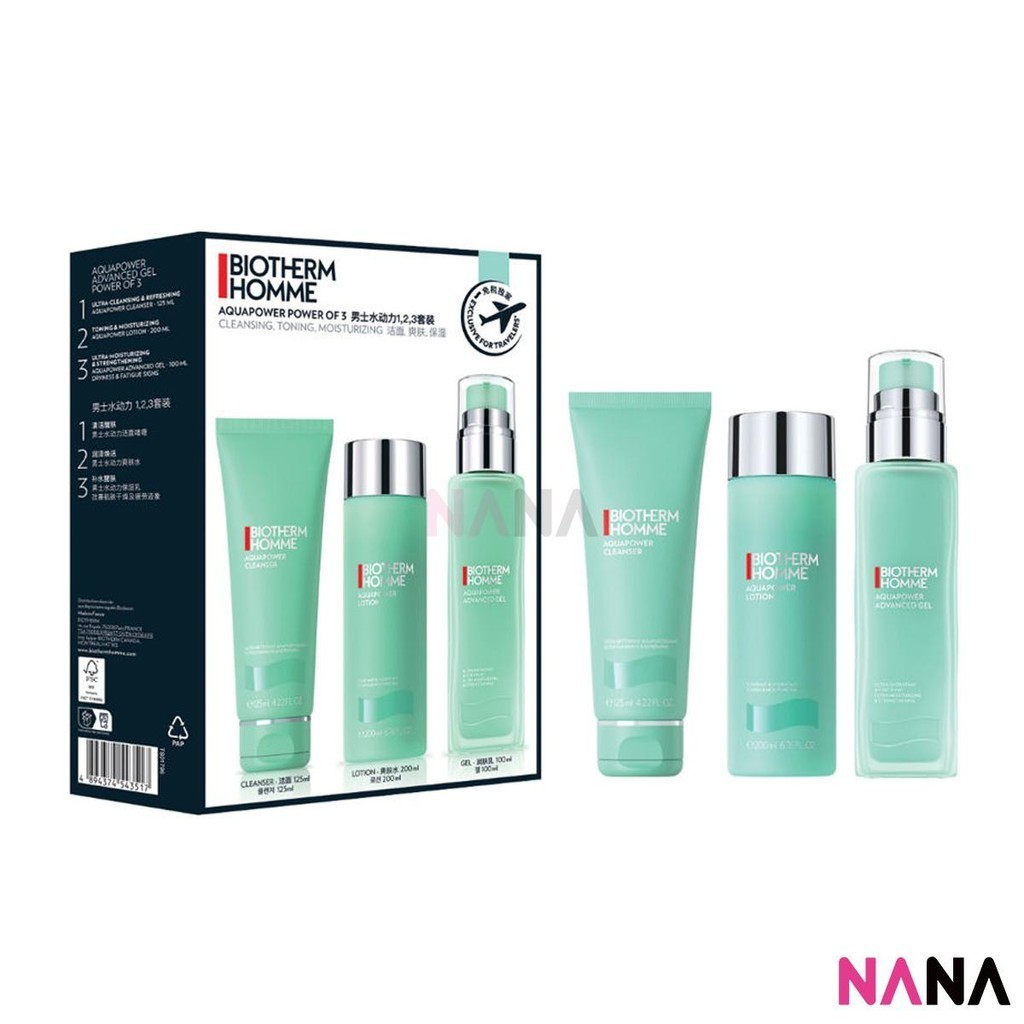 BIOTHERM Homme Aquapower Power Of 3 Set (120ml + 200ml + 100ml