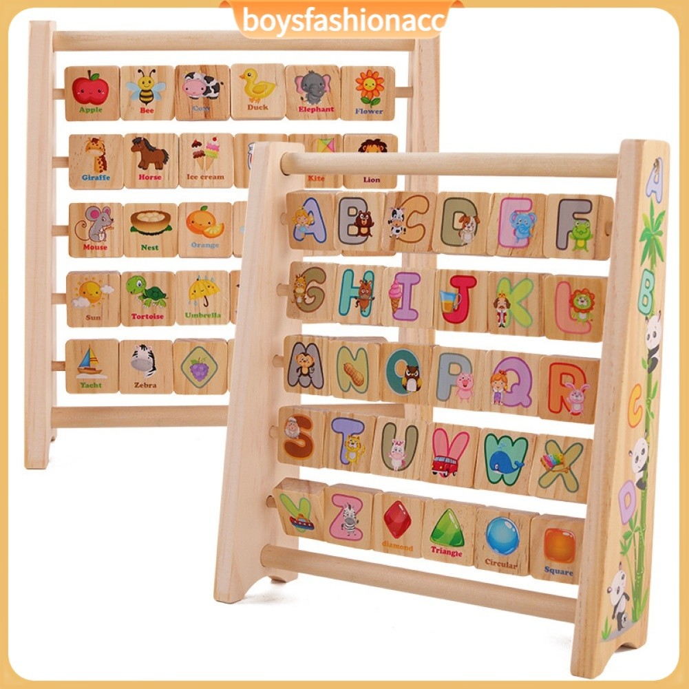 BFY02_Kids Letter Animal Wooden Flip Blocks Frame Puzzle Game ...