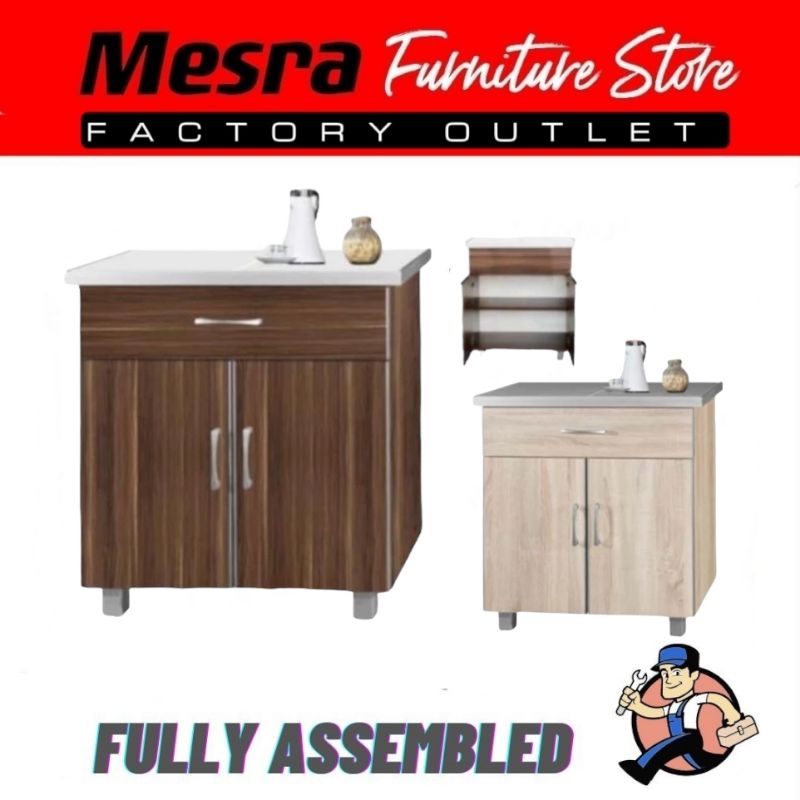 2 Door+1 Drawer KITCHEN Cabinet 3Ft / Low Cabinet / Almari Dapur (Wenge ...