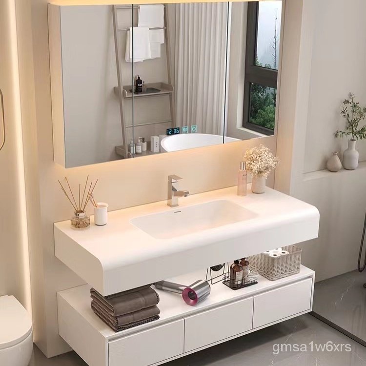 【YS wl】Skin Feeling Corian Whole Washbin Bathroom Cabinet Combination ...