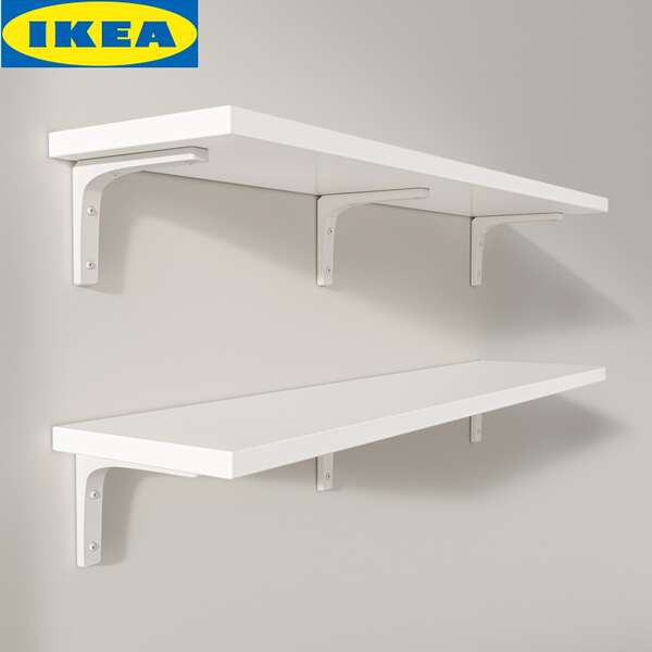 Ikea IKEA IKEA White WallMounted Bookshelf Wall Shelf Wall Decoration Shelf Wall Wooden Board