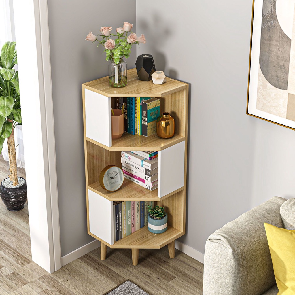 3 Layer Multifunction Corner Cabinet Rack Storage Modern Style MDF