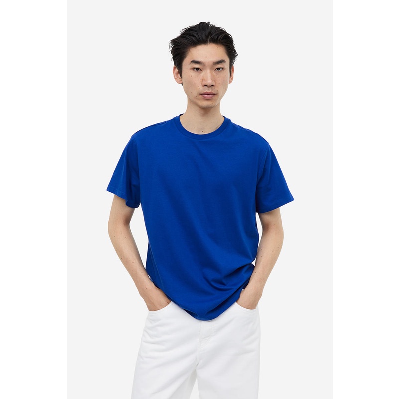 H&M Regular Fit Tshirt Blue Bright Shopee Malaysia