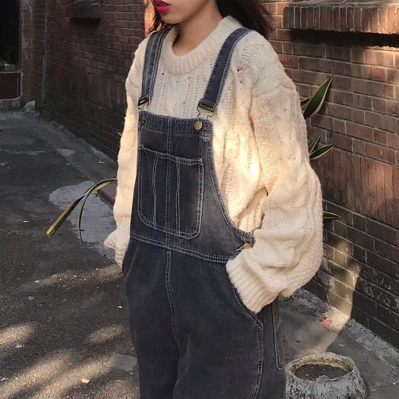 High Waist Denim Overalls CatAndFish New Product Korean Loose Casual ...