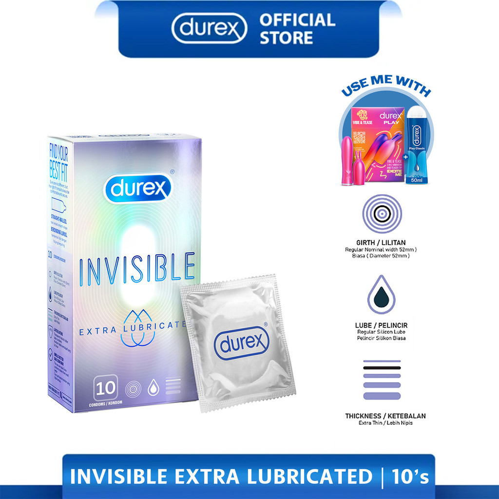 Durex Invisible Extra Lubricated Condoms 10's [For man] Thinnest Extra