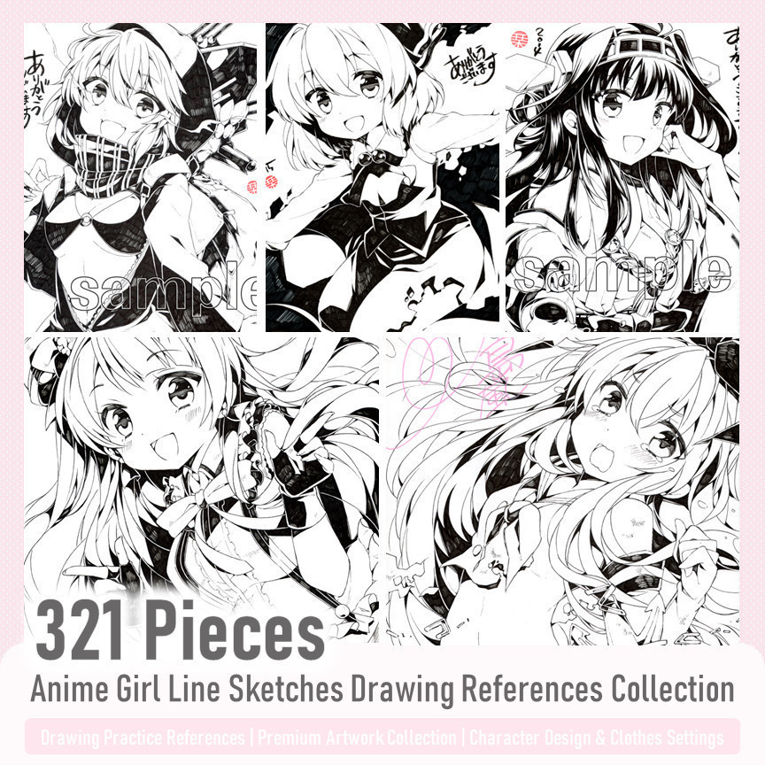 🔥 Drawing References Illustration - Anime Girl Line Sketches References ...
