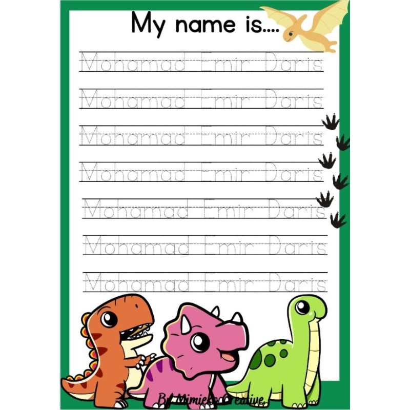 My Name Tracing Activity Laminated A4 paper Kids Activity Kindergarten ...