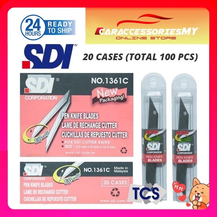 ORIGINAL SDI 1361C Cutter Blade 9mm Refill pen knife 20 cases 1 box ...