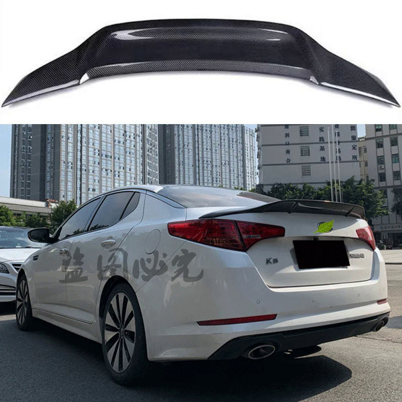 For Kia K5 / Optima Spoiler 2010 2011 2012 ABS/Unpainted Glossy Black Carbon Fiber Look Rear