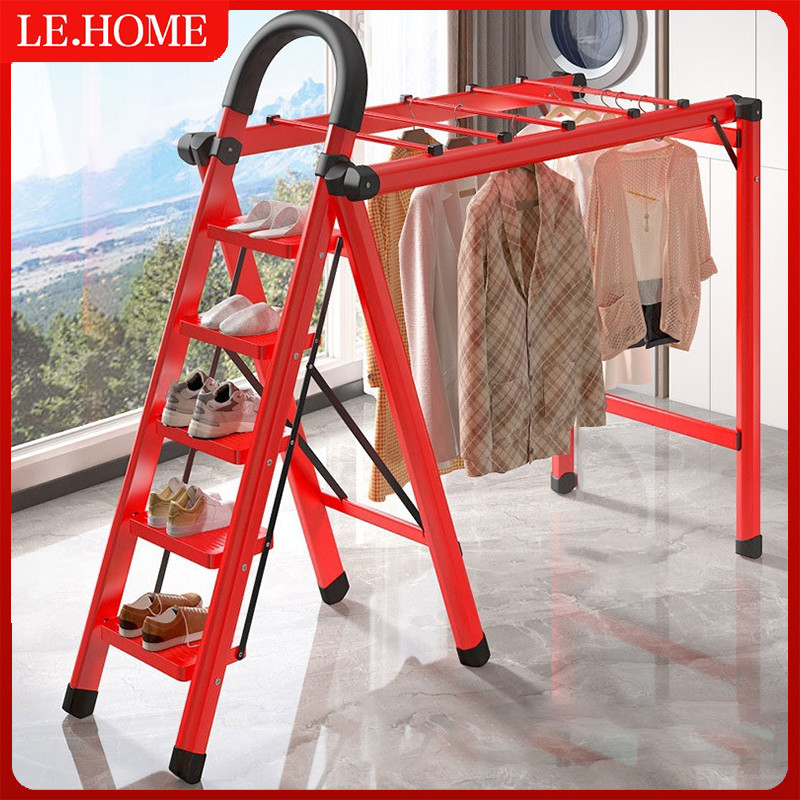 Multi functional clothes hanger ladder, household folding thickened ...