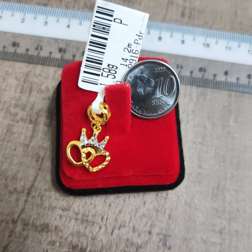 Emas916, Loket Pdr Crown H4. Double Love 1.4cm Pd 6863 P405 0.48 ...
