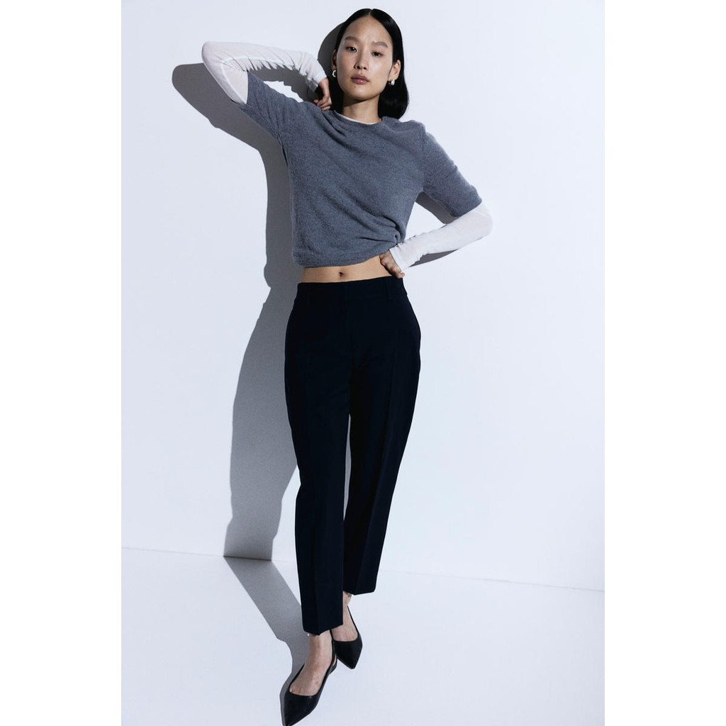 cigarette pants h&m Ladies - Dark Brown Slacks - Size: 2 eye fastening Pantaln Cigarette - Negro -