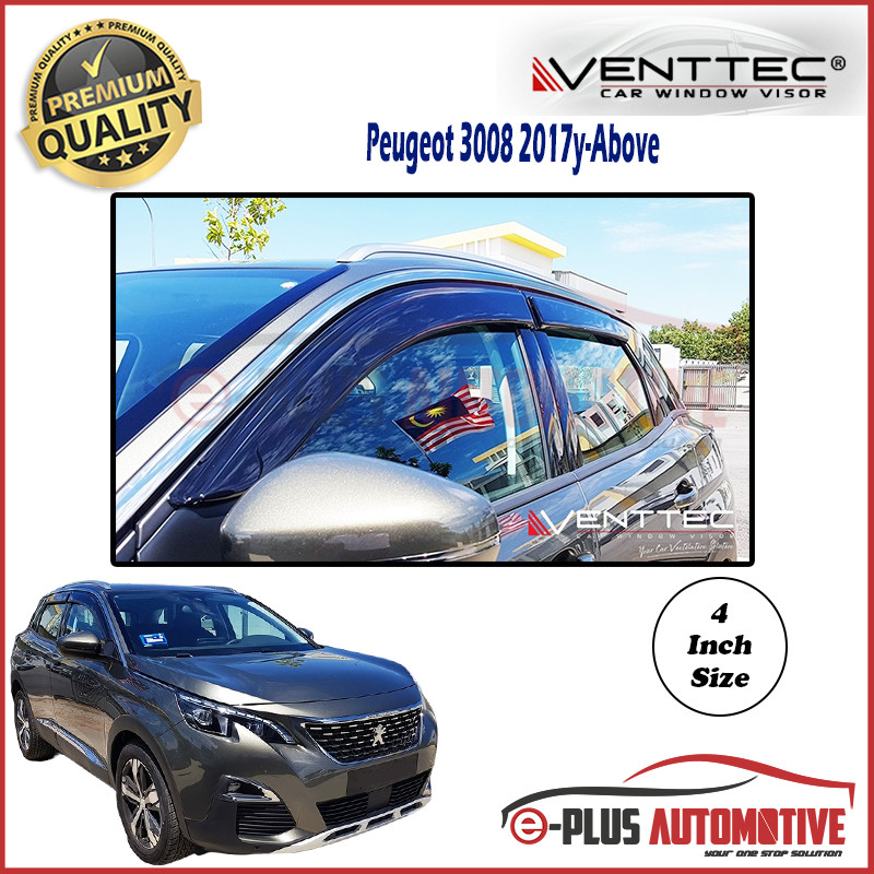 Peugeot 3008 20172024 Venttec Premium Acrylic 3mm Door Visor (Made in