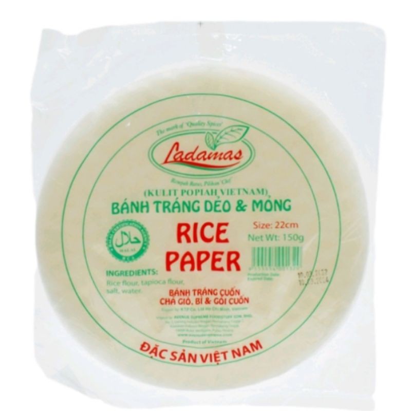 LADAMAS Halal COMBO Vietnam Rice Paper /Kulit Popiah Vietnam SAIZ 22cm ...