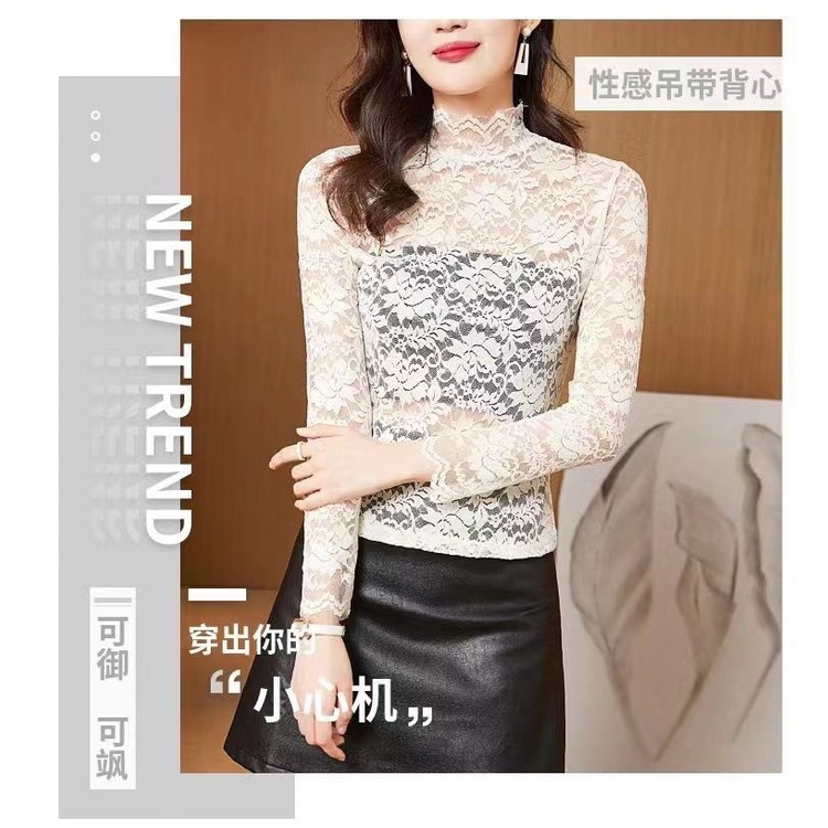 New 2023 Lace Bottom Shirt Women's Thin Fashion Bottom Shirt Young