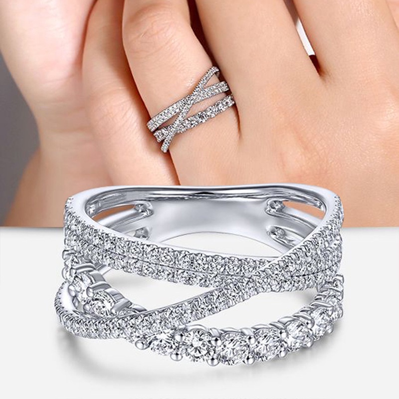 Simple Classy Smart Diamond-Staggered Line Spiral Shape Ring Ring ...