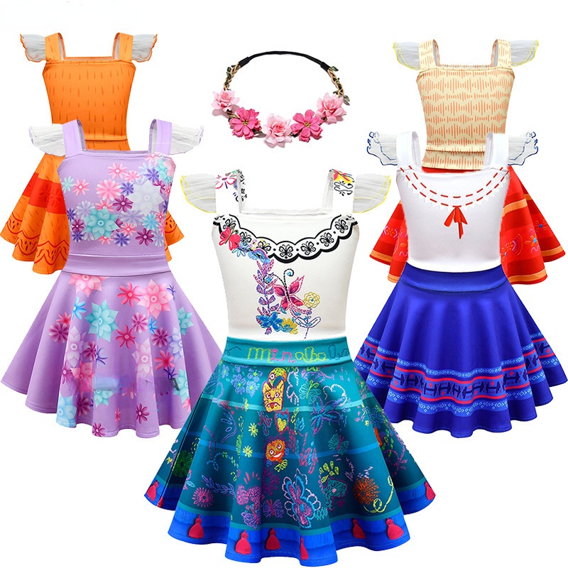 Encanto Floral Girls Slip Ballet Dresses Mirabel Isabela Dress Elegant ...