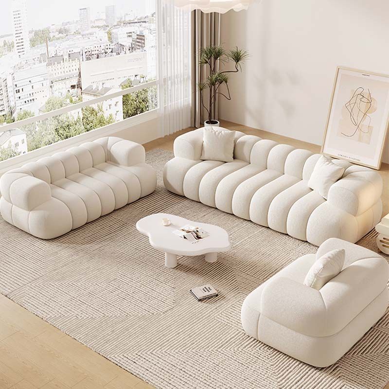 French Cream Style Sofa, Cotton Candy, Straight Row, Simple Small