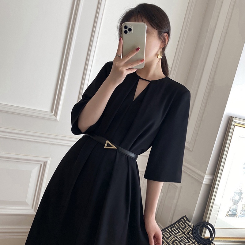 Audrey Hepburn Style Little Black Dress, High-end Luxury Noble Elegant ...