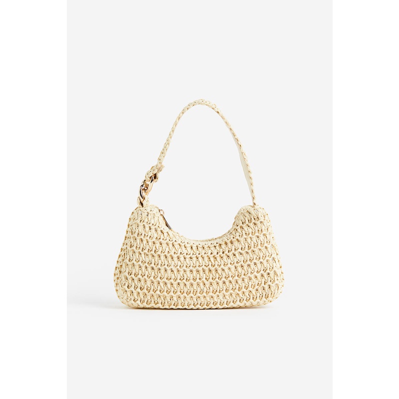H&M Straw shoulder bag Beige Medium Dusty Shopee Malaysia