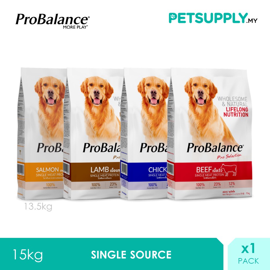 ProBalance 13.5KG 15KG Single Source Adult Dry Dog Food Beef Chicken Lamb Salmon Petsupply.my