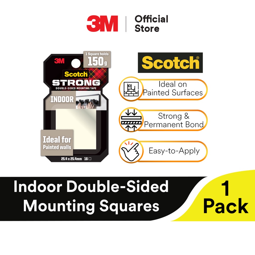 3M™ Scotch® Indoor Double Sided Mounting Squares, Ideal for Painted