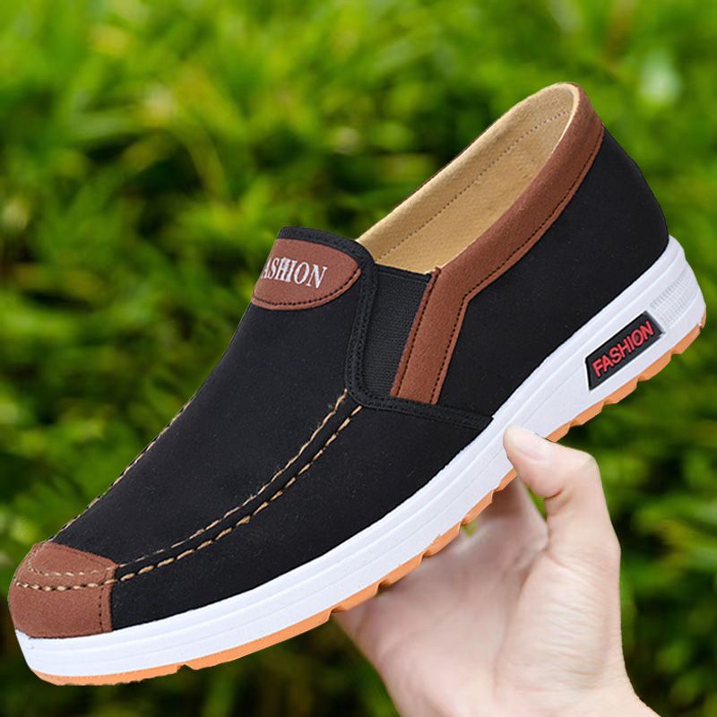 Men old beijing style canvas breathable lace up casual driving shoes on sale