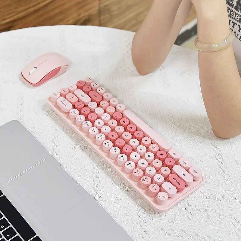 MOFII Wireless Keyboard and Mouse, Cute Colorful 68 Round Keycap