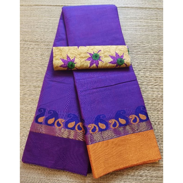 Mustard Checked Handloom SILK COTTON Saree