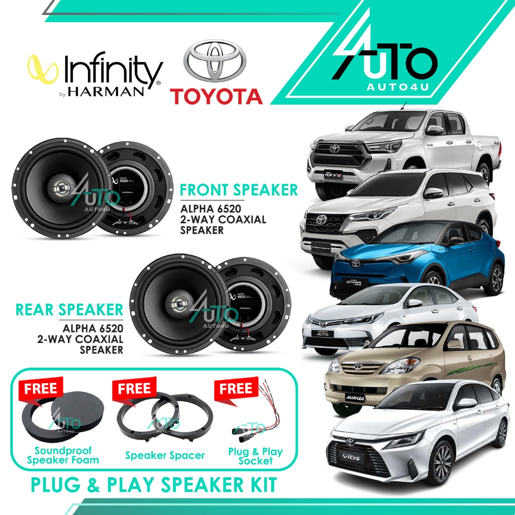 INFINITY Speaker Toyota Plug & Play Car Speaker PNP Front & Rear Camry ...