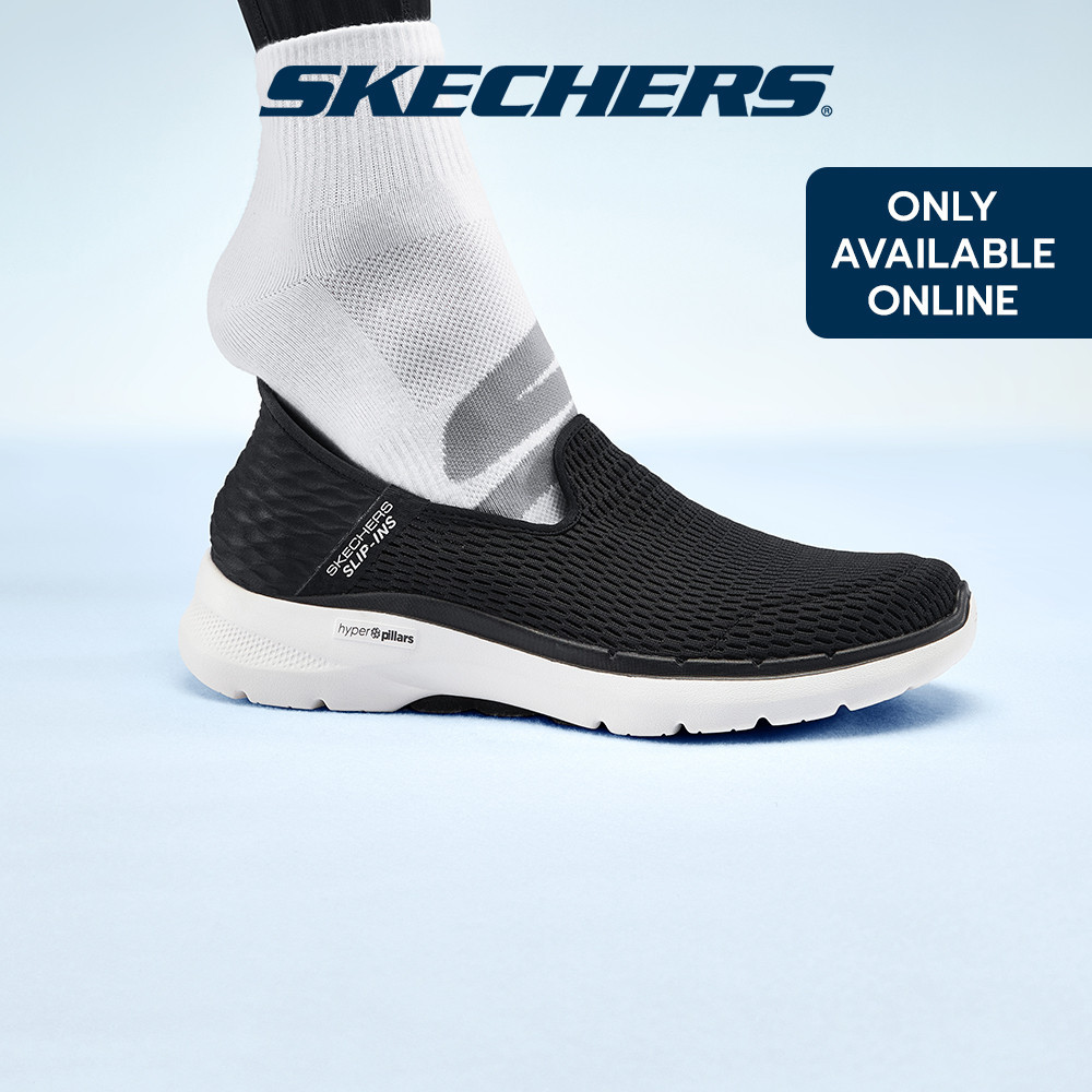 Skechers Men Slip-Ins GOwalk 6 Walking Shoes - 894234-BLK Air-Cooled Memory  Foam Kasut Sneaker, Casual, Lelaki