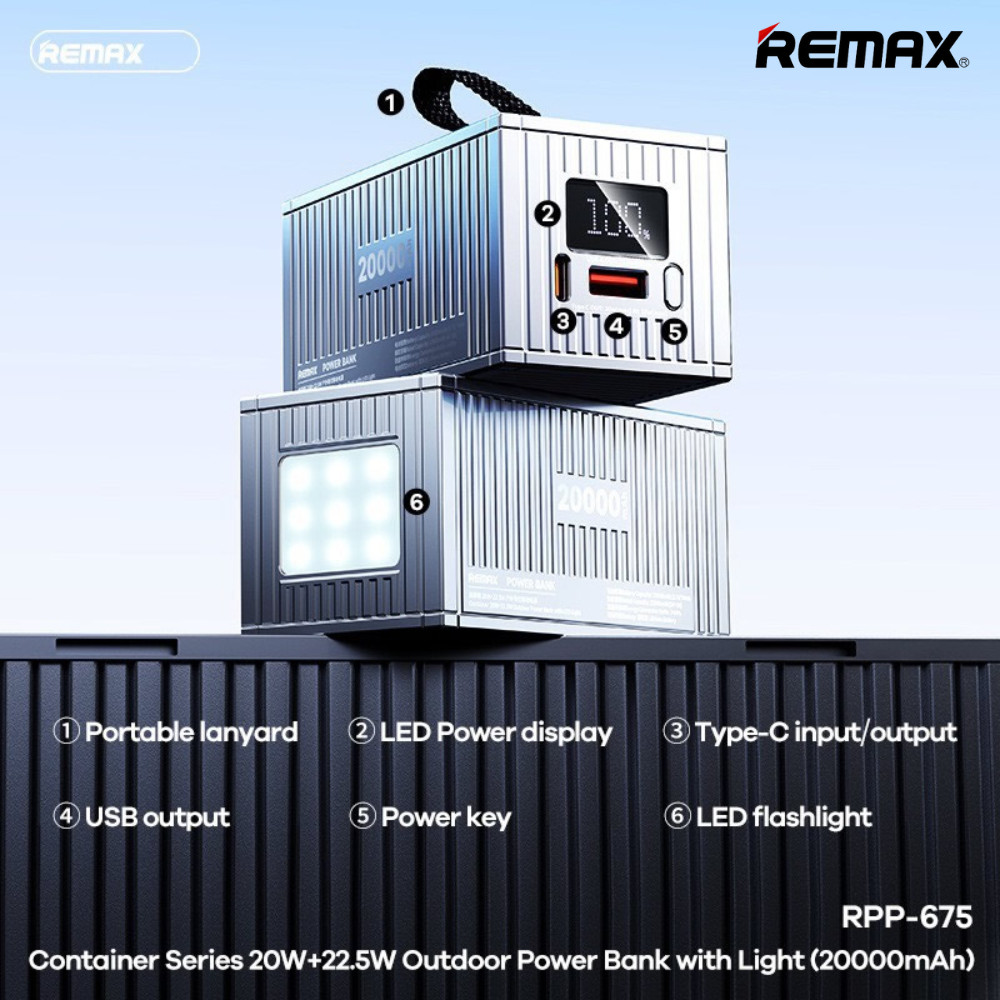 Original REMAX RPP-675 Power Bank 20000mAh Fast Charging Cool and ...