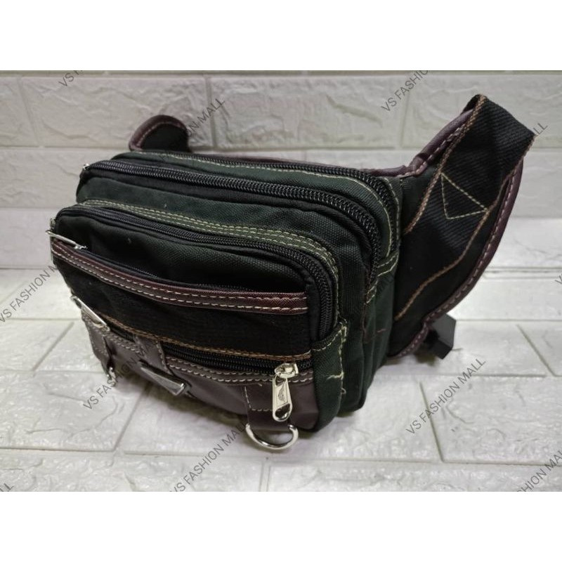 BS Large Size Canvas Waist Bag Travel Casual Pouch Bag Chest Bag