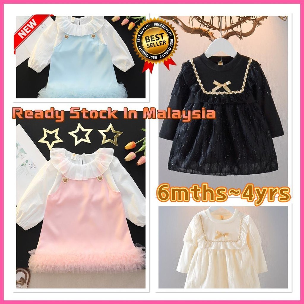 Dress Baby Girl 6m 4Yrs Small Bear Dress Korean style Fashion Baju Gaun Budak Perempuan Murah Summer Short Sleeve Cot Shopee Malaysia