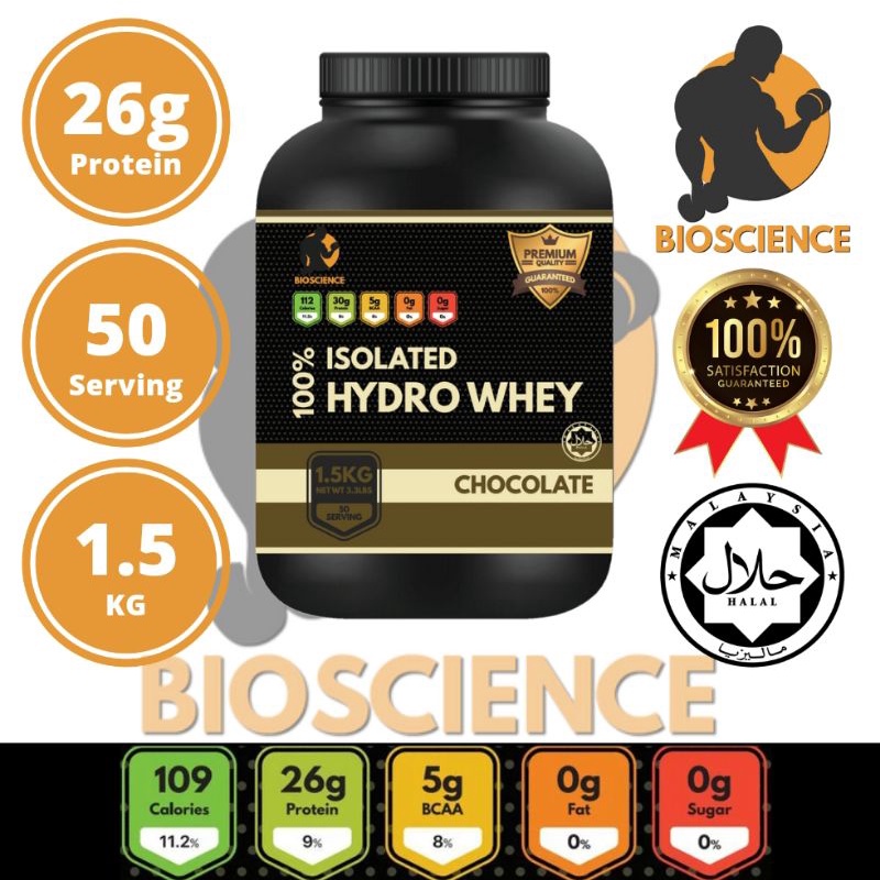 Bioscience Whey Protein Halal 1.5kg (50 servings) Isolated Whey ...