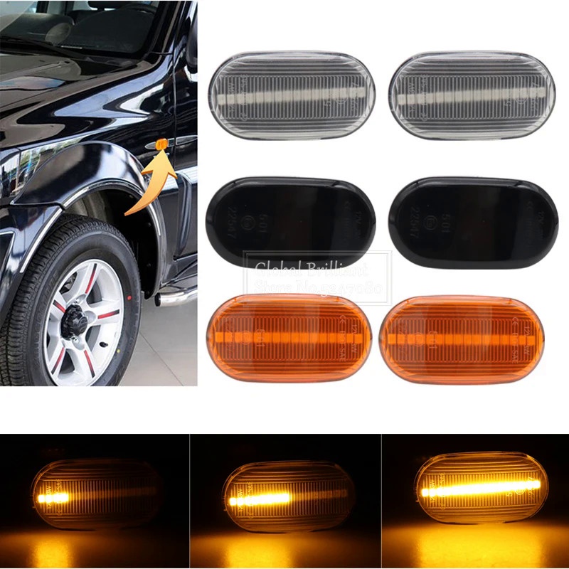 LED Side Marker Lights – For Toyota Yaris, RAV4, Corolla (Amber, 12V, Black/Clear)
