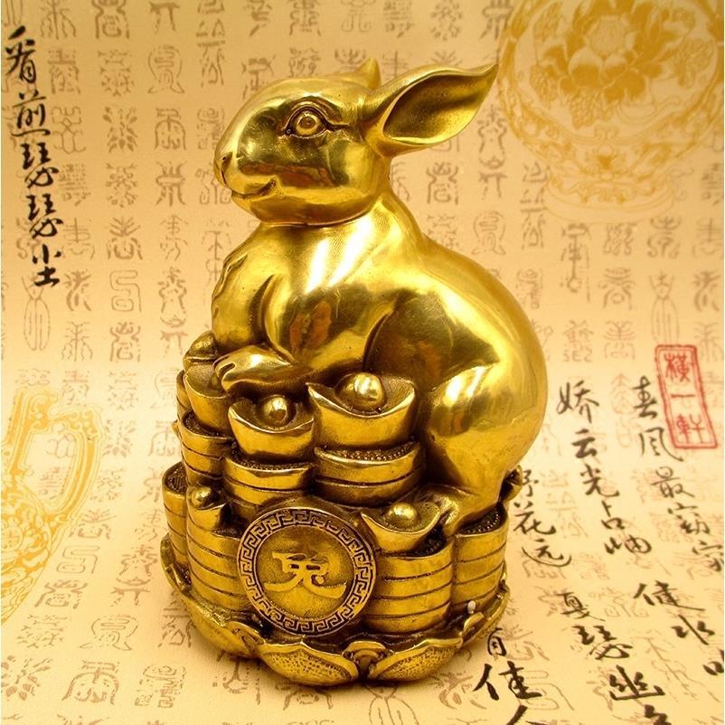Ready Stock Pure copper rabbit ornaments, zodiac rabbit, good luck