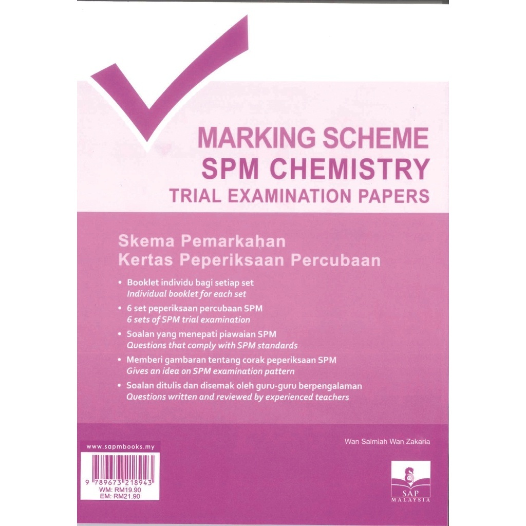 SAP 2024 SPM Trial Examination Paper Marking Scheme Chemistry