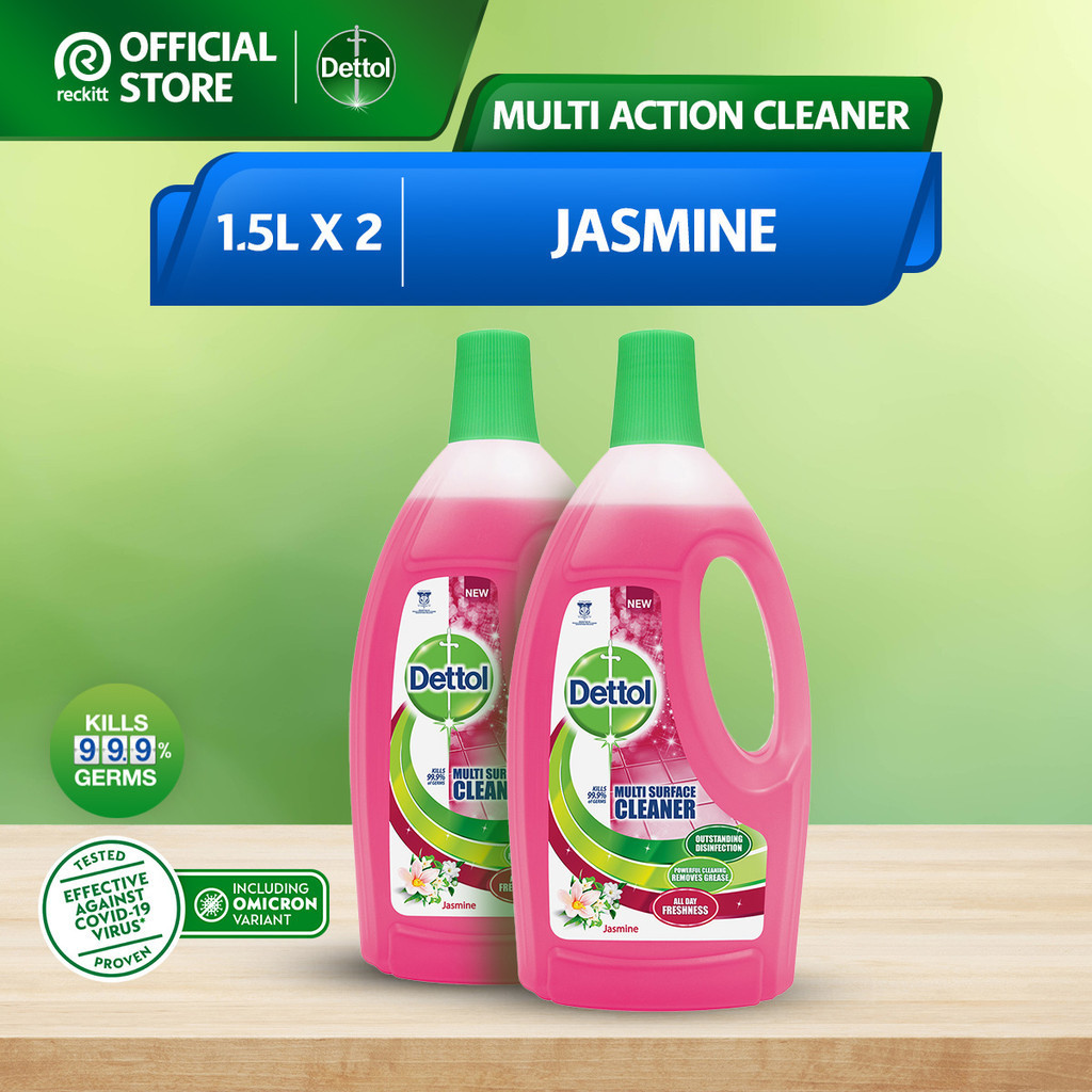 Dettol Multi Action Surface Floor Cleaner Jasmine (1.5L x 2) Shopee