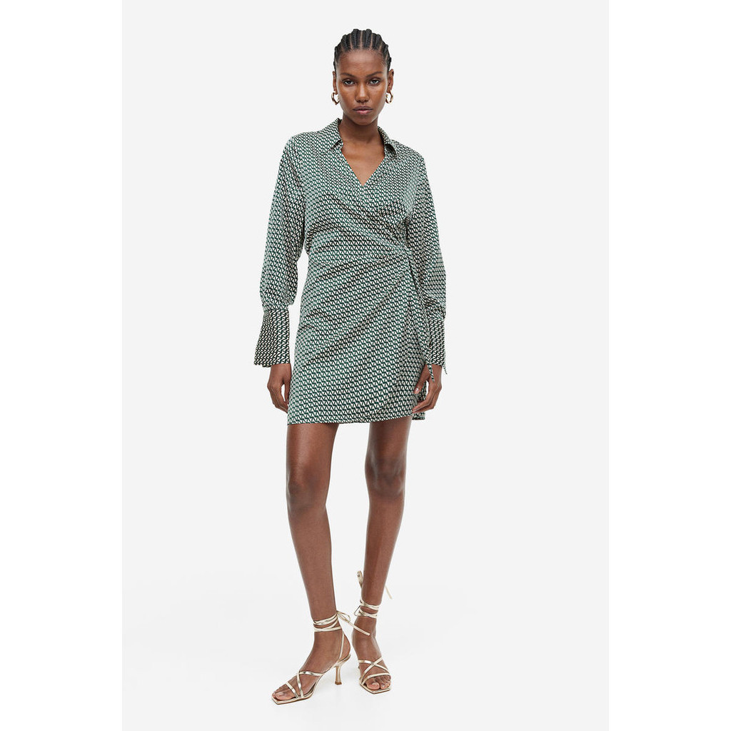 H&m satin wrap dress on sale
