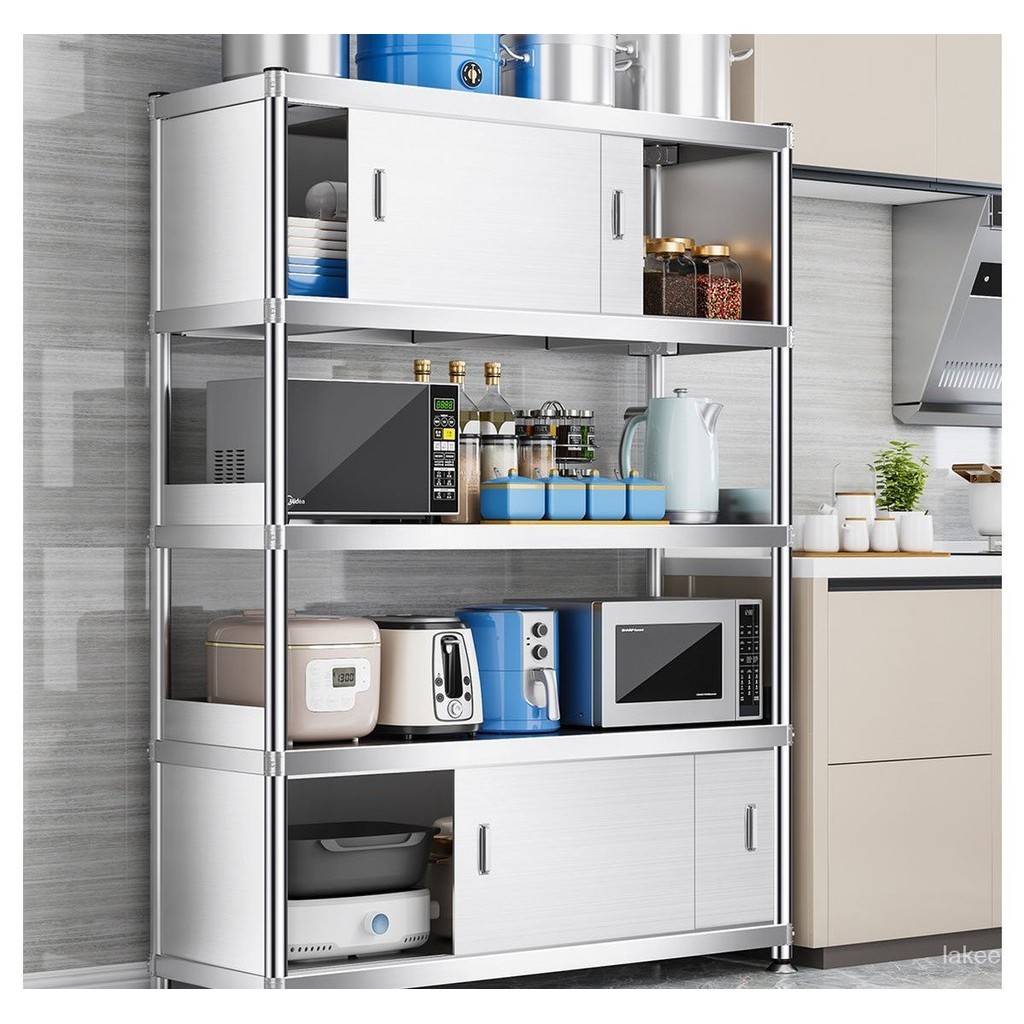 Kitchen Stainless Steel Shelf Floor Multi-Layer Cabinet Storage Rack ...