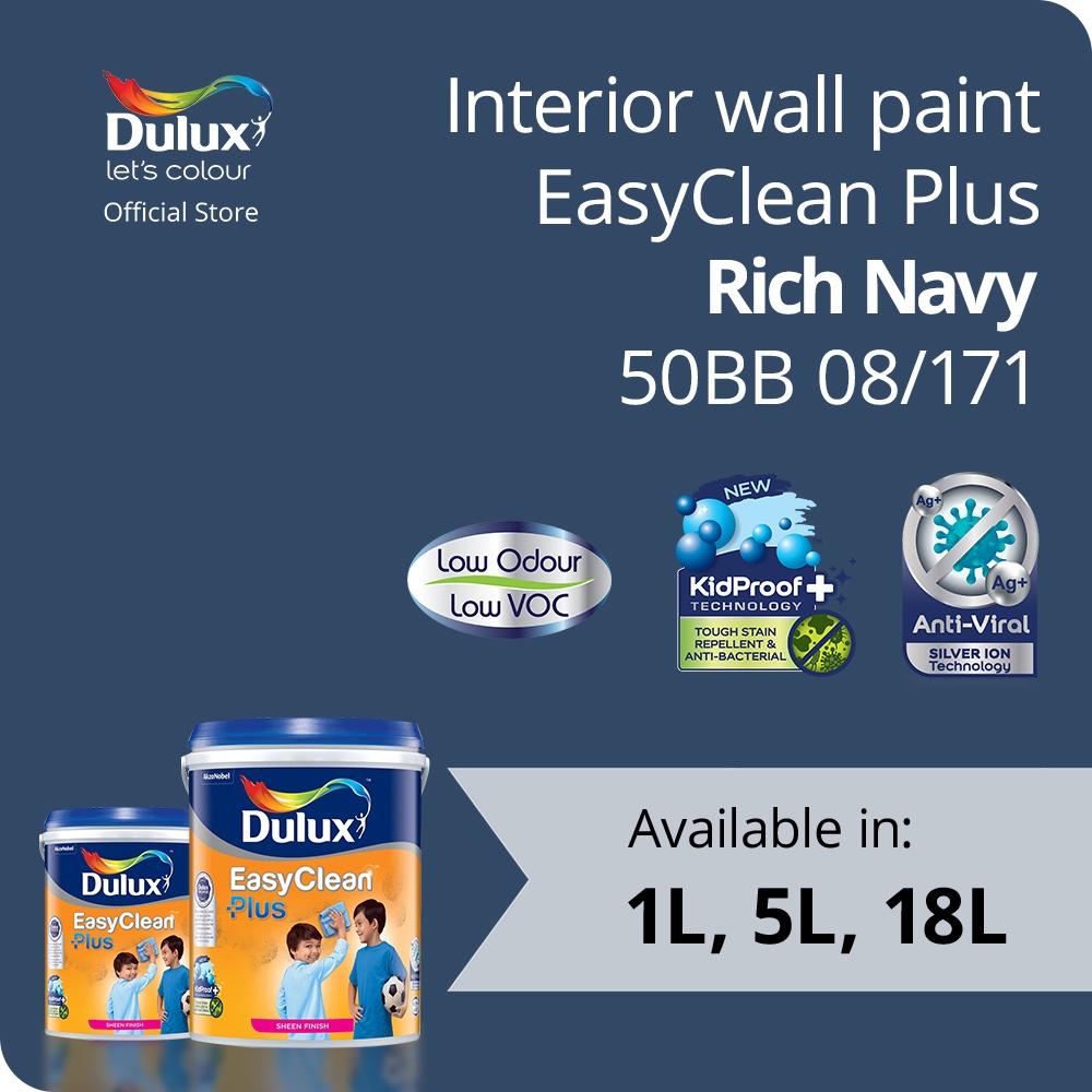 Dulux EasyClean Plus Interior Wall Paint - Rich Navy 50BB 08/171 ...