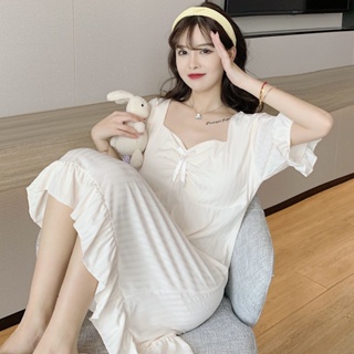 Sex Suit Sexy Pajamas Female Erotic Underwear Hot Thin Style Shirt Large  Size Transparent Chiffon Nightdress Woman (Color : White, Size : One Size)