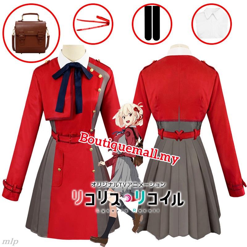 Cos Chisato Nishikigi Cosplay Costume Anime Lycoris Recoil Red Dress ...