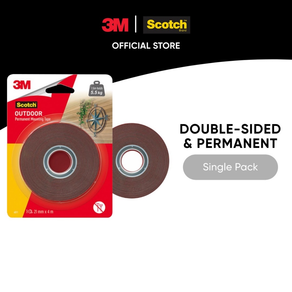 3M Scotch Heavy Duty Double Sided Foam Mounting Tape, Holds Up To 2-lbs,  1.2-cm x 1.9-m