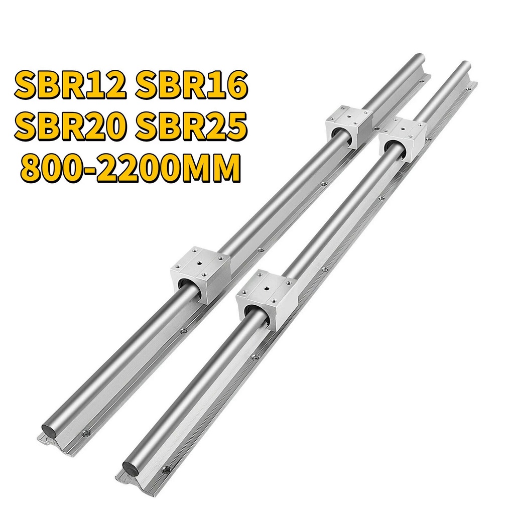 VEVOR 2PCS Linear Guide Rails SBR12 SBR16 SBR20 SBR25 300-2200mm & 4PCS ...